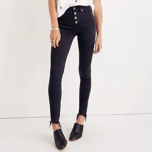 Madewell Jeans 9” High Rise Skinny in Berkeley Black Button Fly Sz 30 EUC